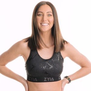 Zyia Active Banded Black Marble Bra